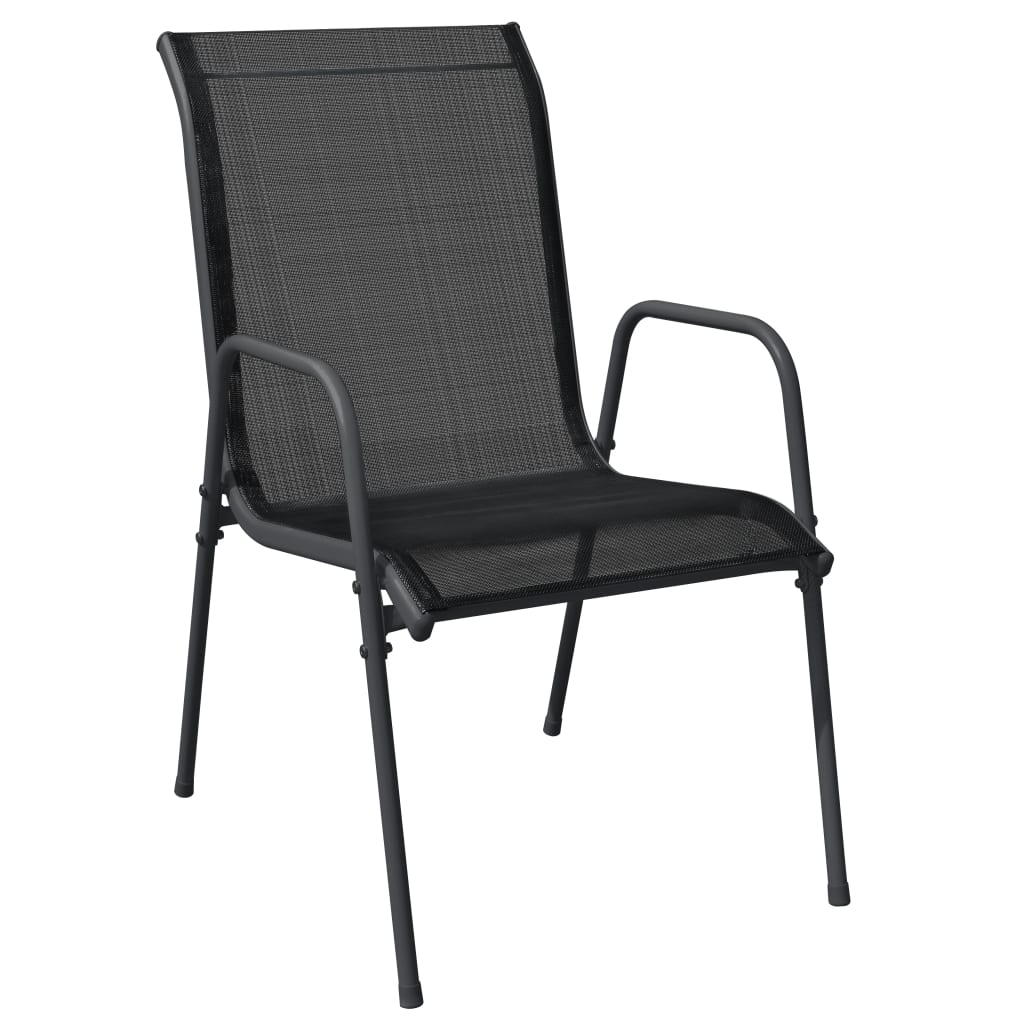 Set Mobilier De Grădină, 7 Piese, Negru, Oțel Și Textilenă