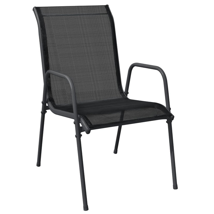 Set Mobilier De Grădină, 7 Piese, Negru, Oțel Și Textilenă