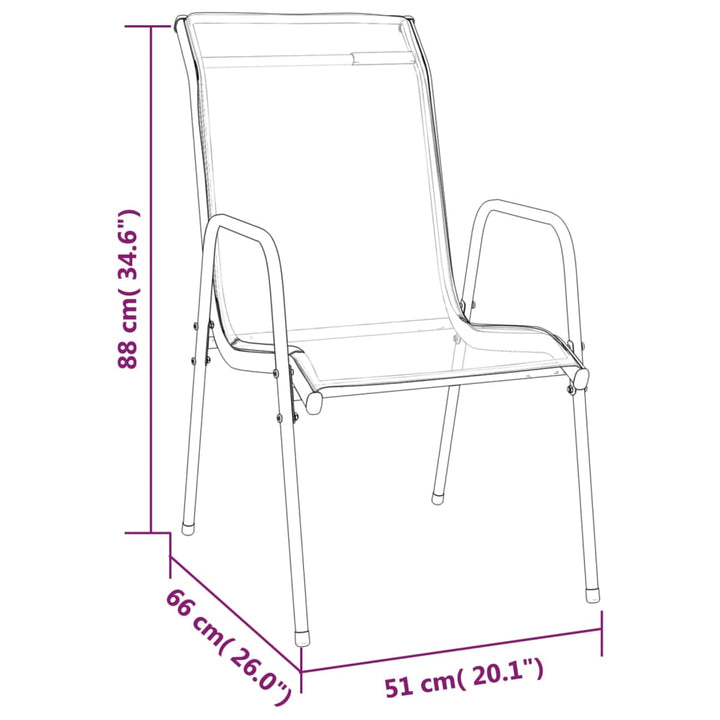 Set Mobilier De Grădină, 7 Piese, Negru, Oțel Și Textilenă