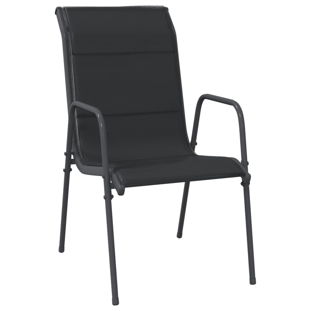 Set Mobilier De Grădină, 5 Piese, Negru, Oțel Și Textilenă