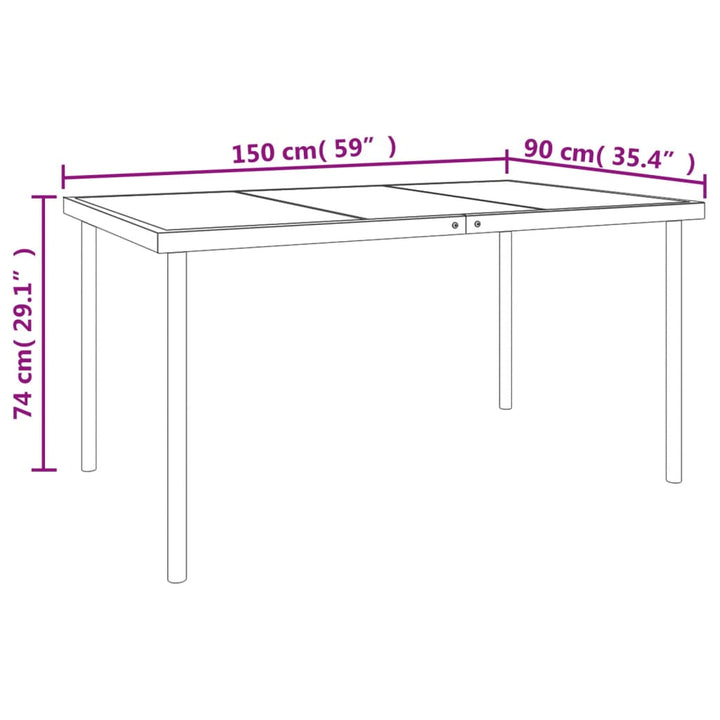 Set Mobilier De Grădină, 5 Piese, Negru, Oțel Și Textilenă