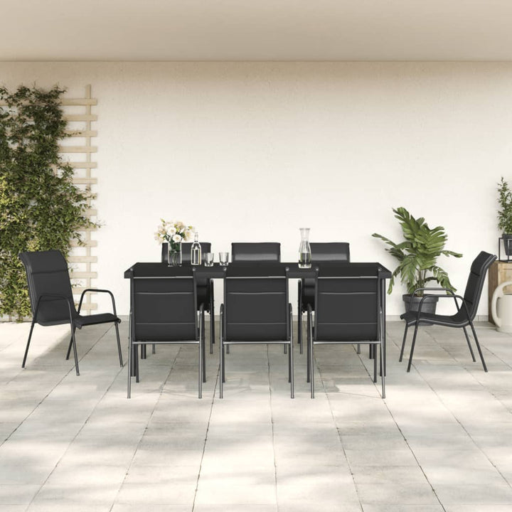 Set Mobilier De Grădină, 5 Piese, Negru, Oțel Și Textilenă