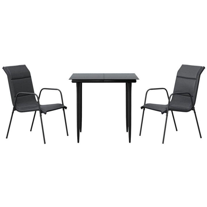 Set Mobilier De Grădină, 3 Piese, Negru, Textilenă Și Oțel