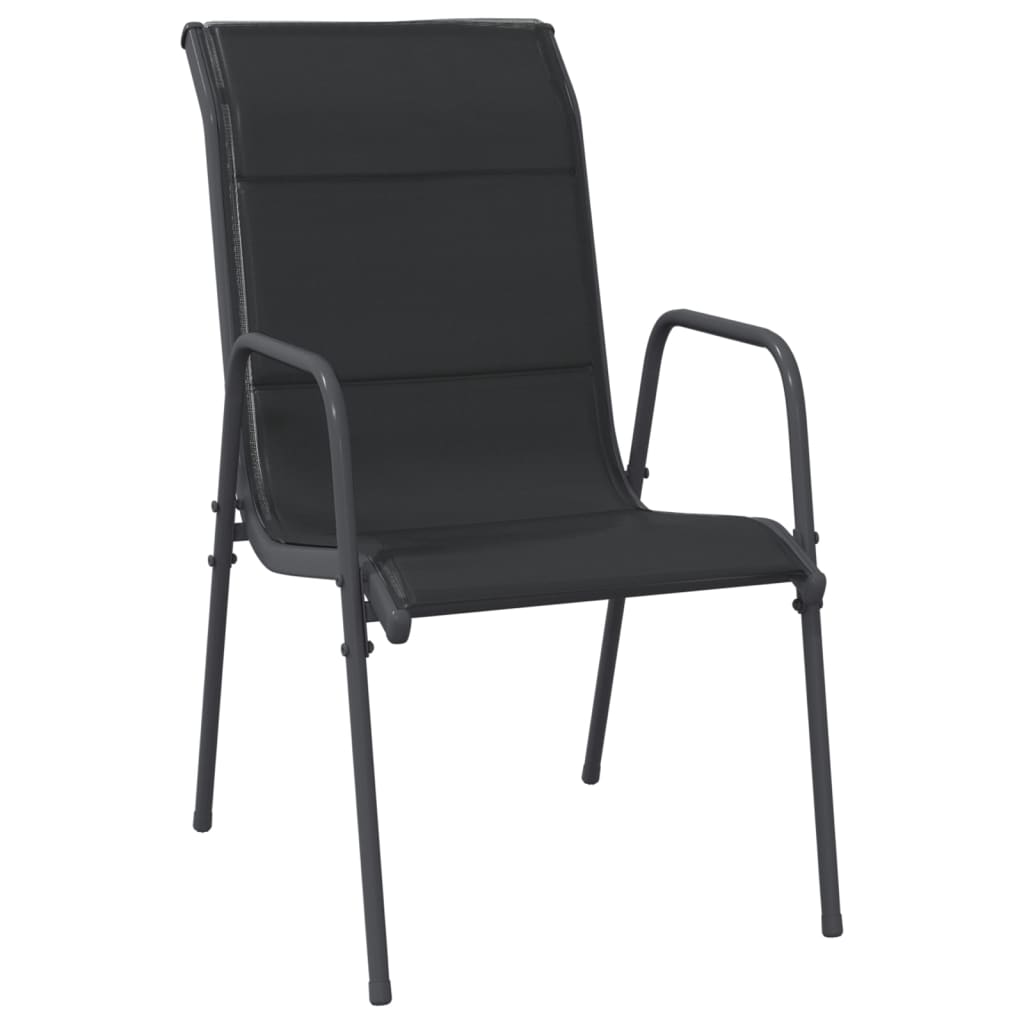 Set Mobilier De Grădină, 3 Piese, Negru, Textilenă Și Oțel