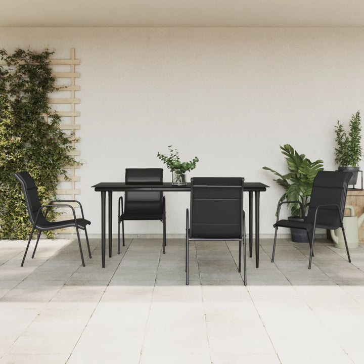 Set Mobilier De Grădină, 3 Piese, Negru, Textilenă Și Oțel