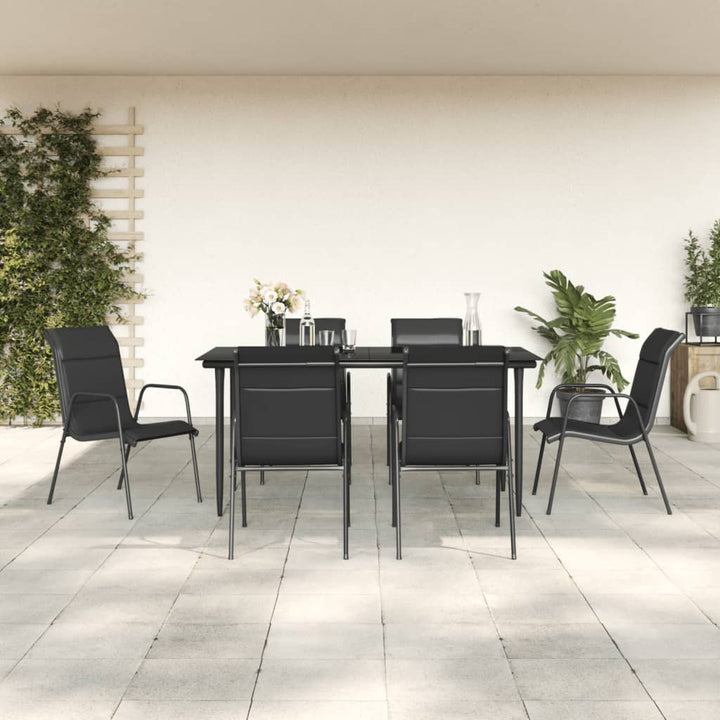 Set Mobilier De Grădină, 3 Piese, Negru, Textilenă Și Oțel
