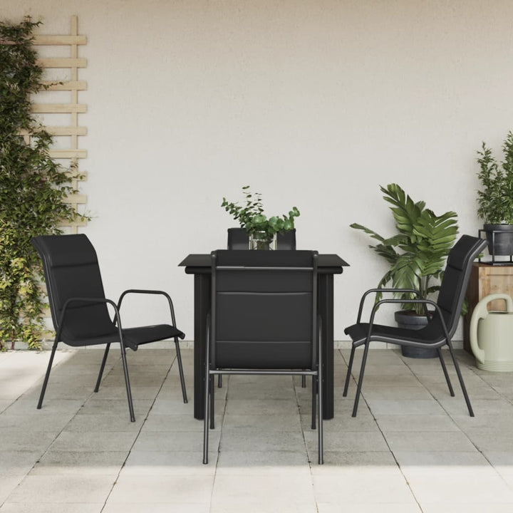 Set Mobilier De Grădină, 7 Piese, Negru, Oțel Și Textilenă