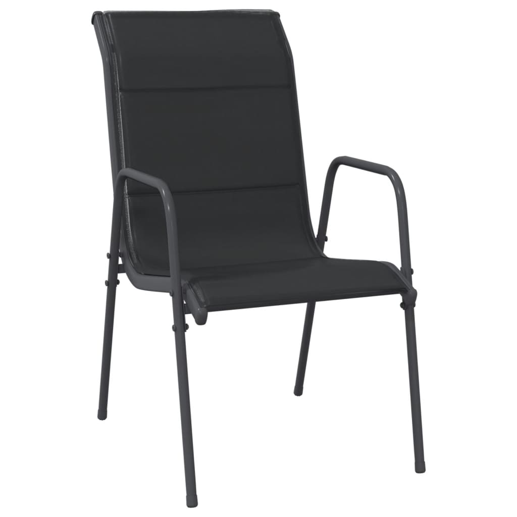 Set Mobilier De Grădină, 7 Piese, Negru, Oțel Și Textilenă