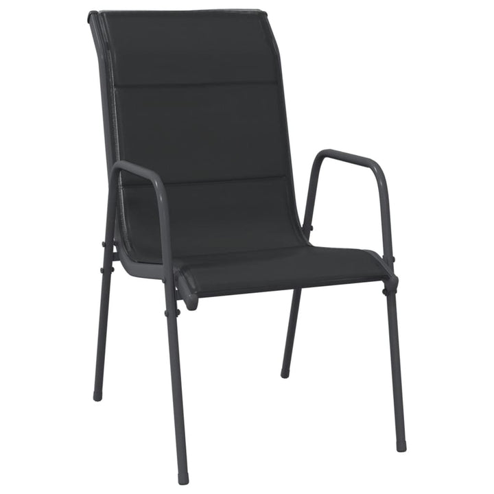 Set Mobilier De Grădină, 7 Piese, Negru, Oțel Și Textilenă