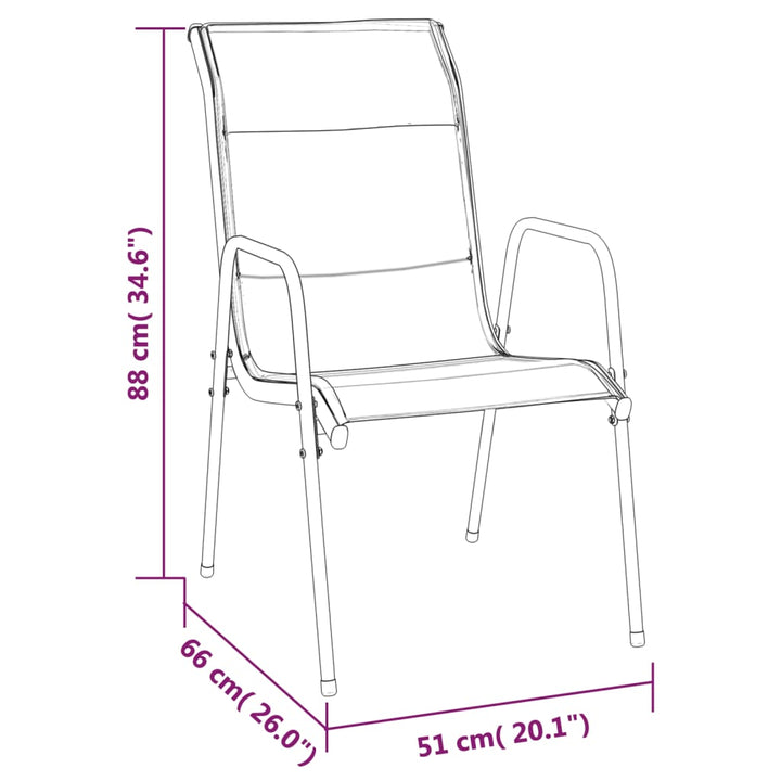 Set Mobilier De Grădină, 7 Piese, Negru, Oțel Și Textilenă