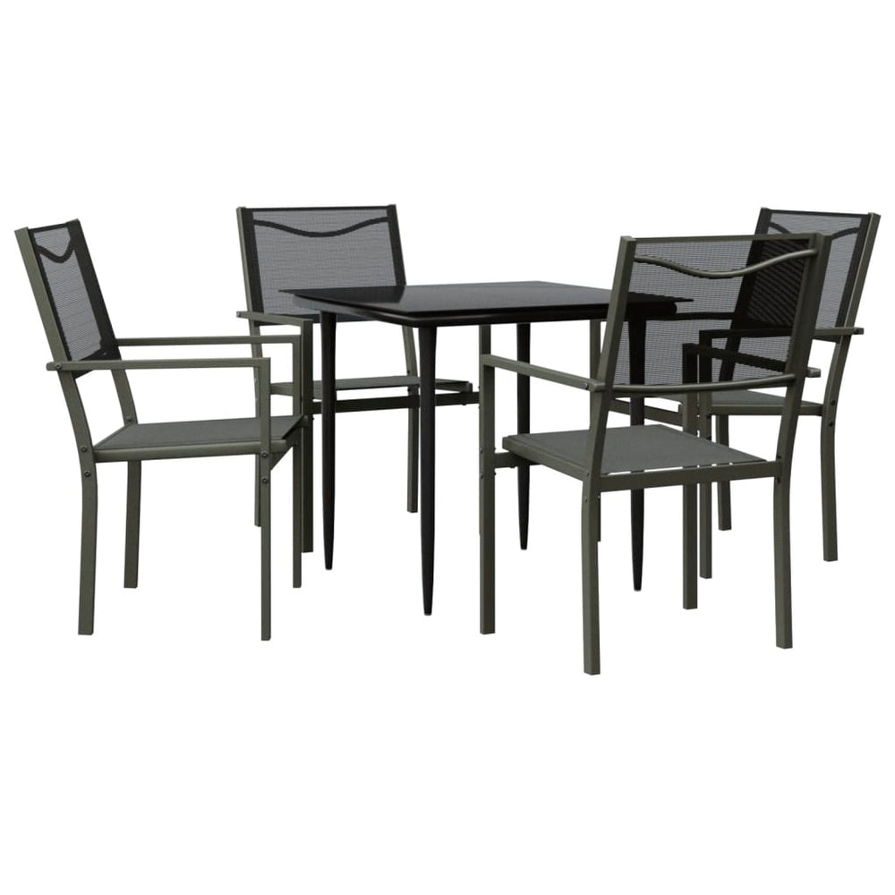 Set Mobilier De Grădină, 5 Piese, Negru, Oțel Și Textilenă