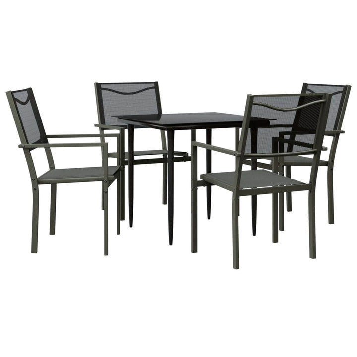 Set Mobilier De Grădină, 5 Piese, Negru, Oțel Și Textilenă