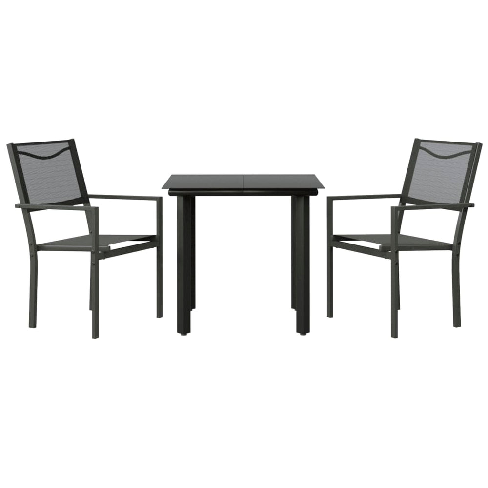 Set Mobilier De Grădină, 3 Piese, Negru, Textilenă Și Oțel