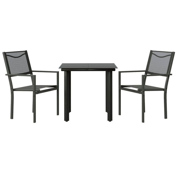 Set Mobilier De Grădină, 3 Piese, Negru, Textilenă Și Oțel