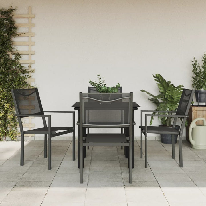 Set Mobilier De Grădină, 3 Piese, Negru, Textilenă Și Oțel