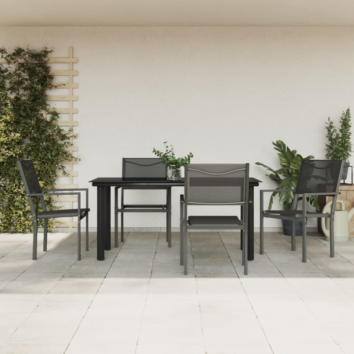 Set Mobilier De Grădină, 3 Piese, Negru, Textilenă Și Oțel