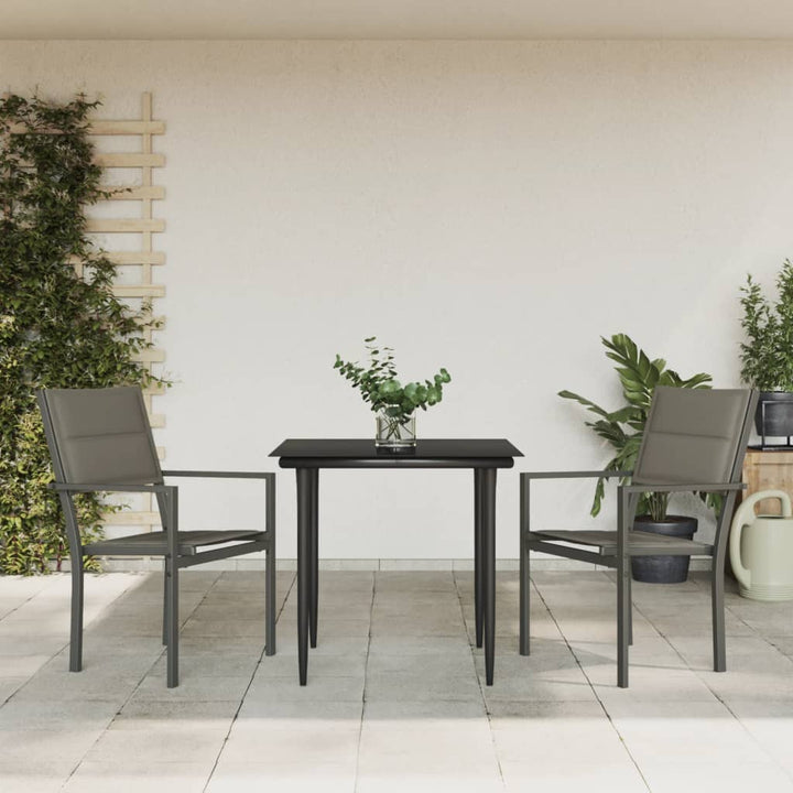 Set Mobilier De Grădină, 5 Piese, Negru, Oțel Și Textilenă