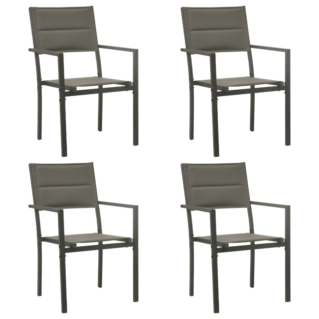Set Mobilier De Grădină, 5 Piese, Negru, Oțel Și Textilenă