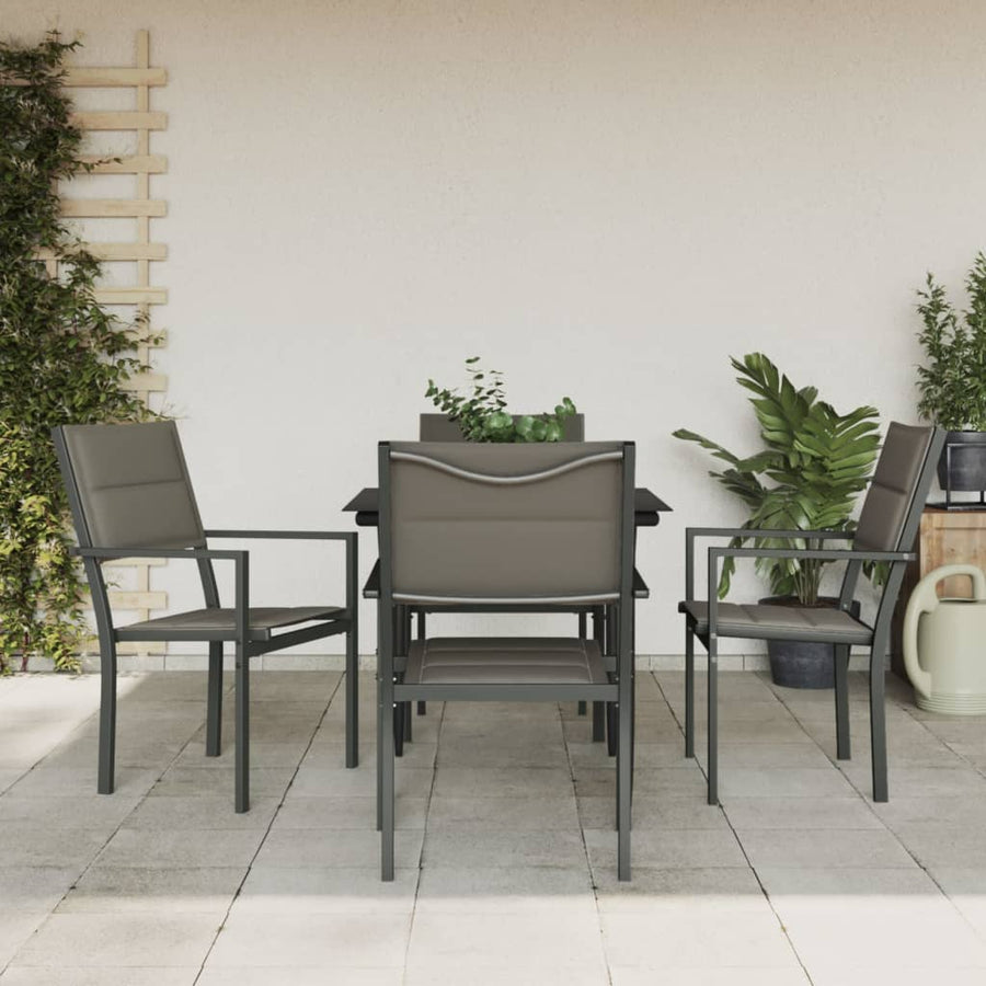 Set Mobilier De Grădină, 5 Piese, Negru, Oțel Și Textilenă