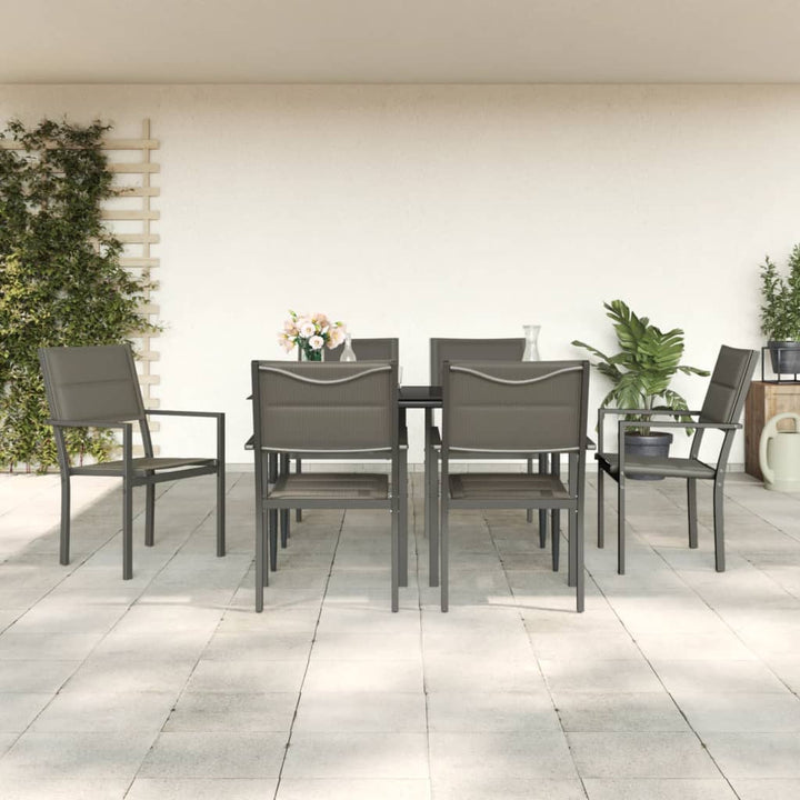 Set Mobilier De Grădină, 5 Piese, Negru, Oțel Și Textilenă