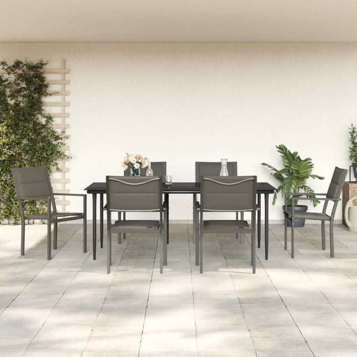 Set Mobilier De Grădină, 5 Piese, Negru, Oțel Și Textilenă