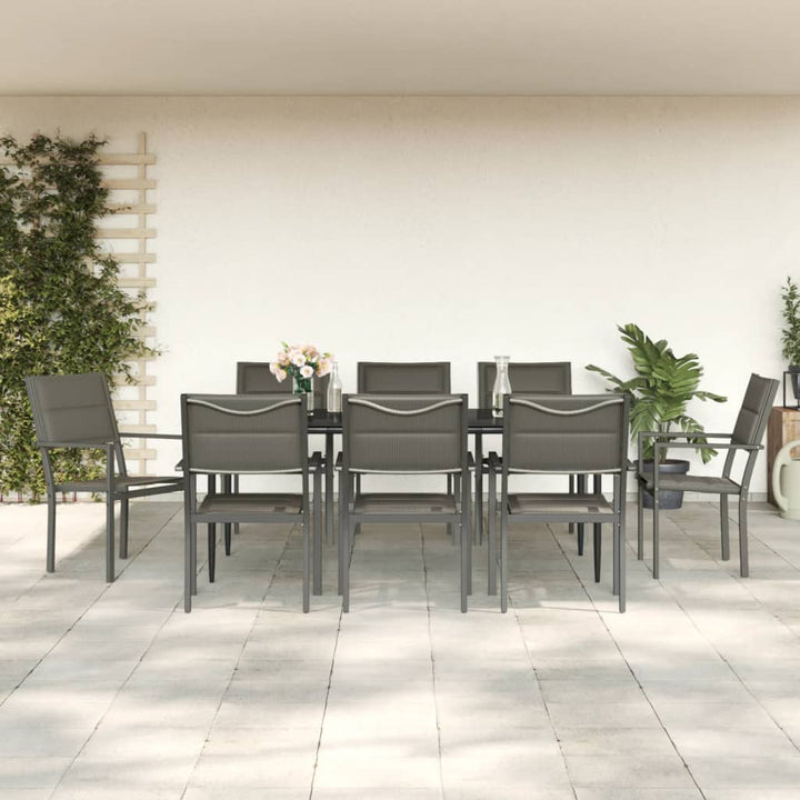 Set Mobilier De Grădină, 5 Piese, Negru, Oțel Și Textilenă