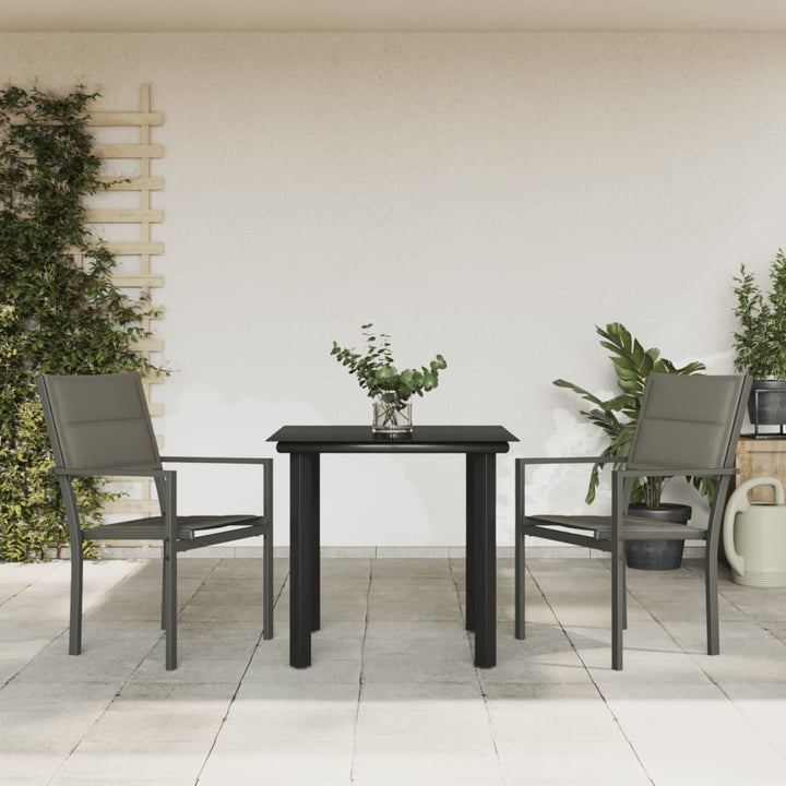 Set Mobilier De Grădină, 7 Piese, Negru, Oțel Și Textilenă