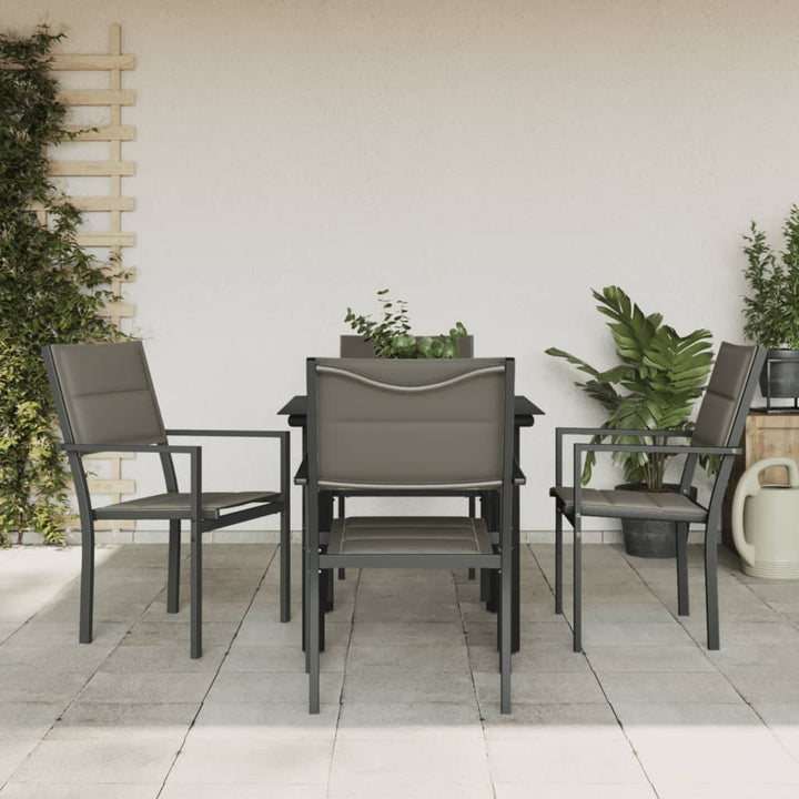 Set Mobilier De Grădină, 7 Piese, Negru, Oțel Și Textilenă