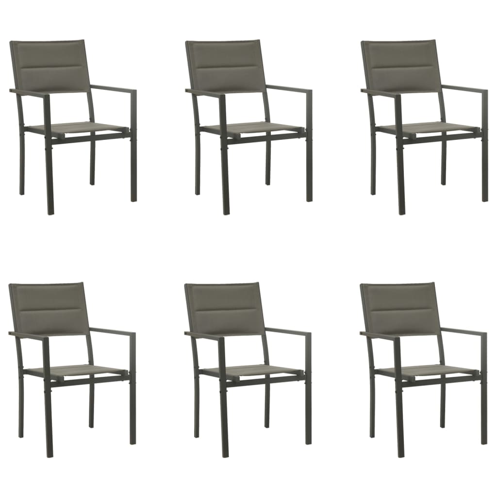 Set Mobilier De Grădină, 7 Piese, Negru, Oțel Și Textilenă