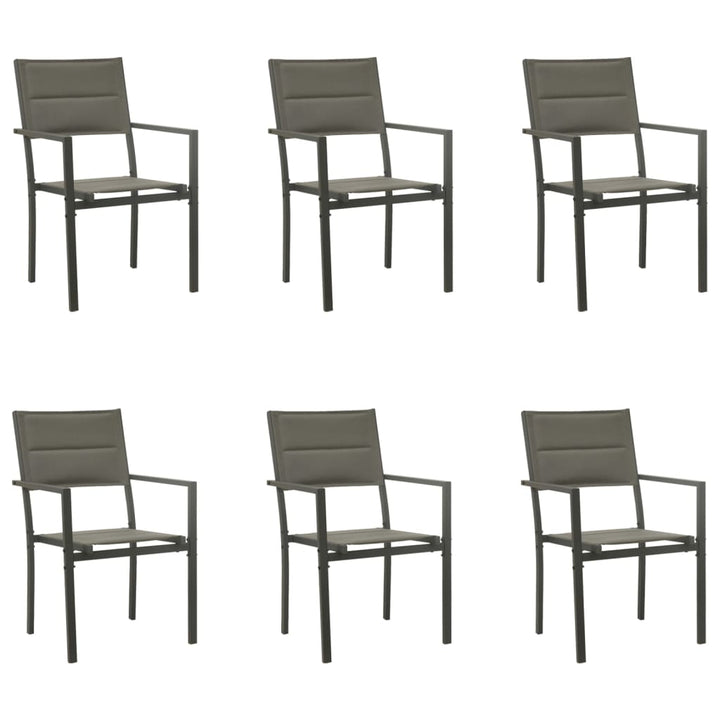 Set Mobilier De Grădină, 7 Piese, Negru, Oțel Și Textilenă