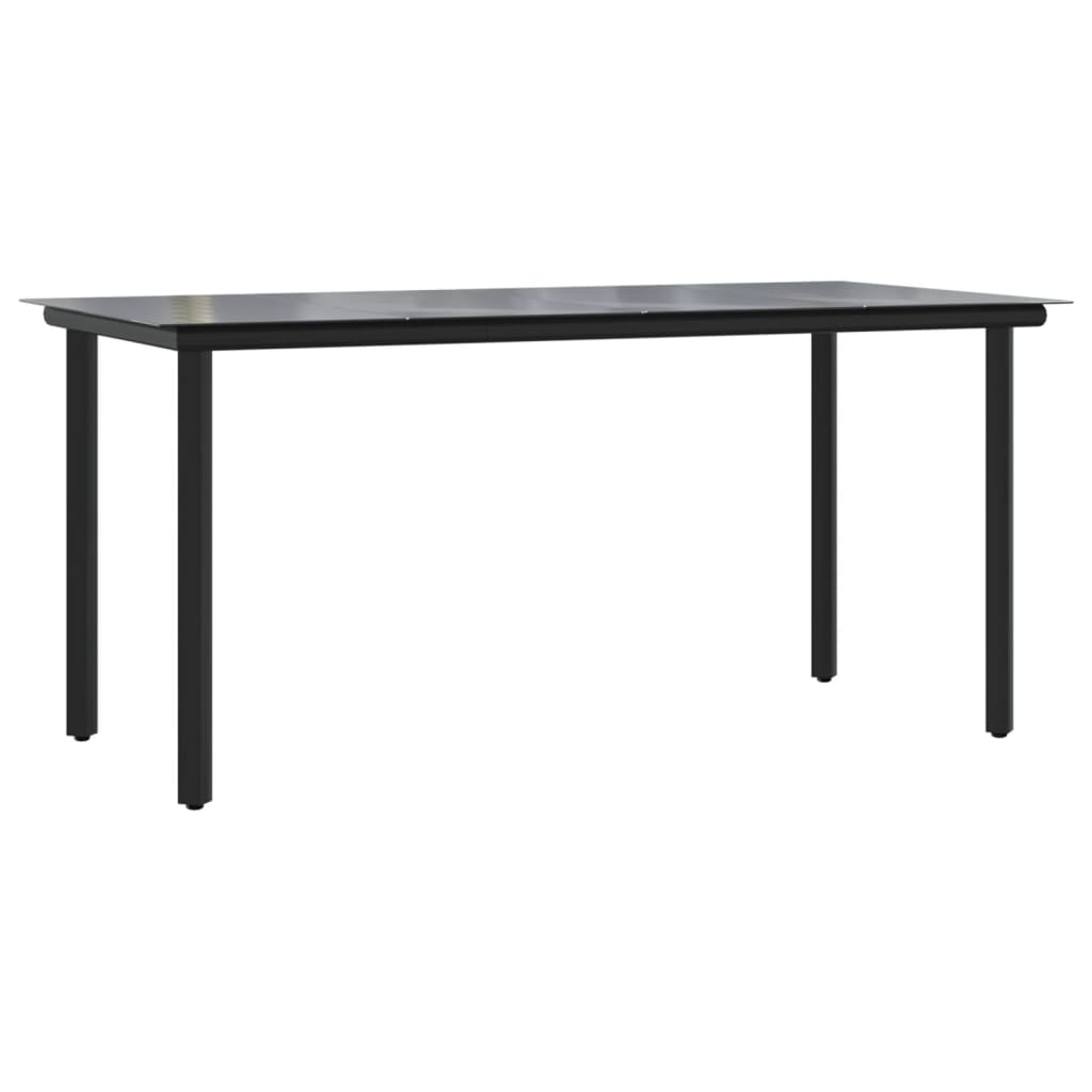 Set Mobilier De Grădină, 7 Piese, Negru, Oțel Și Textilenă