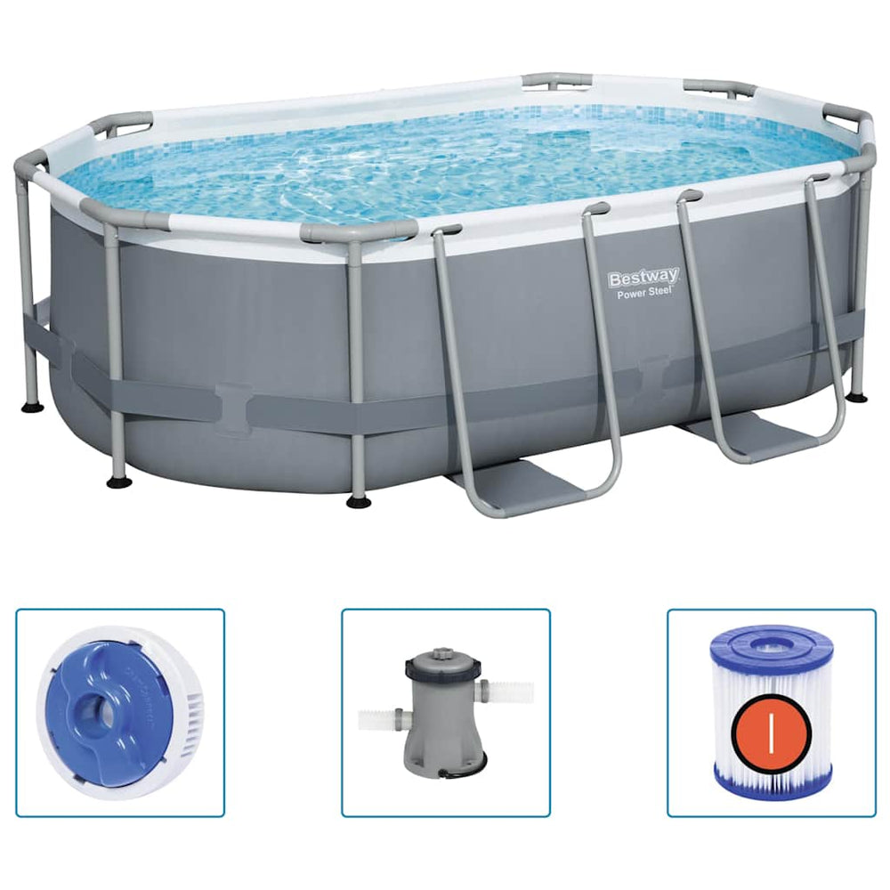 Bestway Piscină Supraterană Ovală Power Steel, 305X200X84 Cm