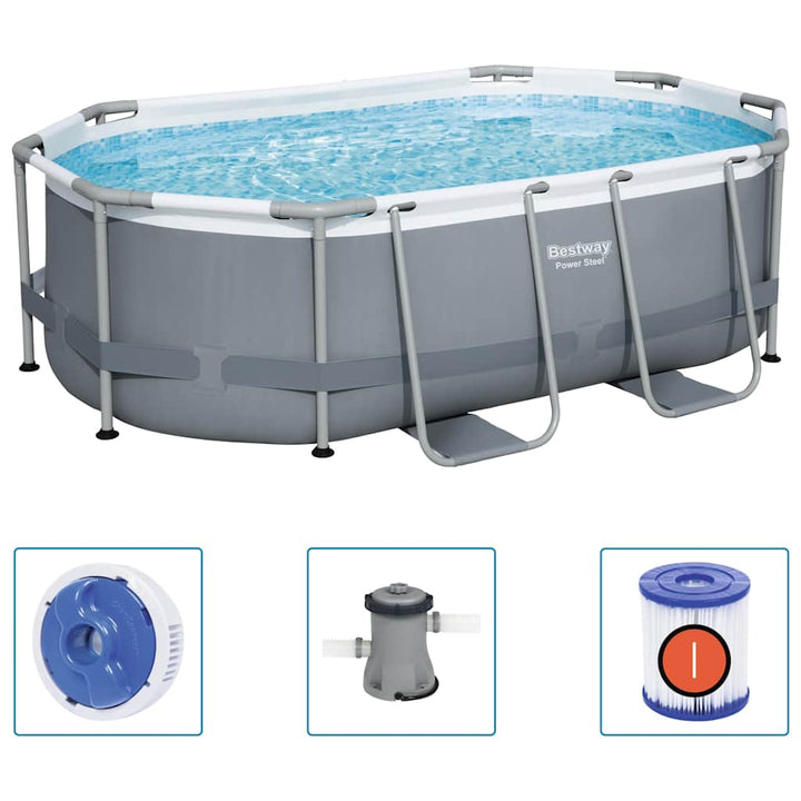 Bestway Piscină Supraterană Ovală Power Steel, 305X200X84 Cm