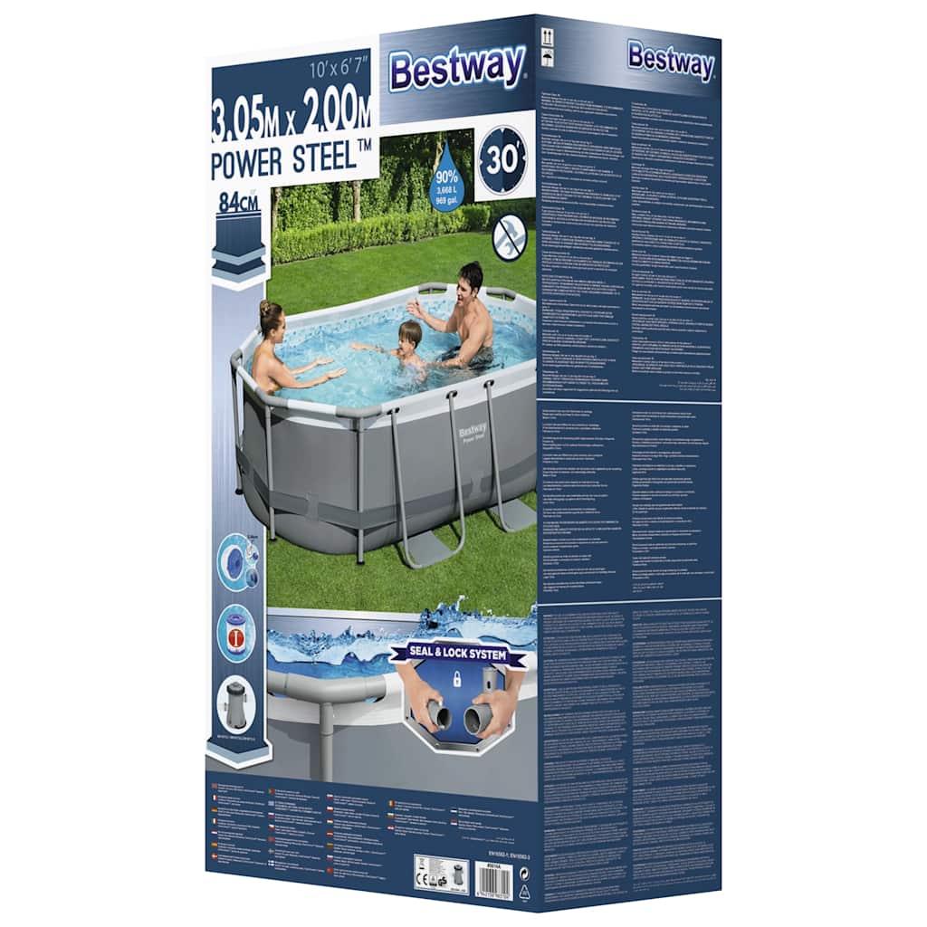 Bestway Piscină Supraterană Ovală Power Steel, 305X200X84 Cm