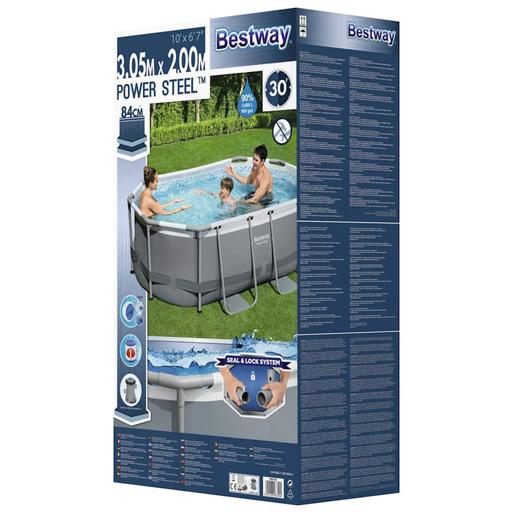 Bestway Piscină Supraterană Ovală Power Steel, 305X200X84 Cm