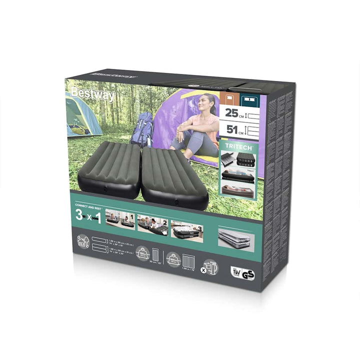 Bestway Saltea Gonflabilă 3 În 1, Negru Și Gri, 188X99X25 Cm