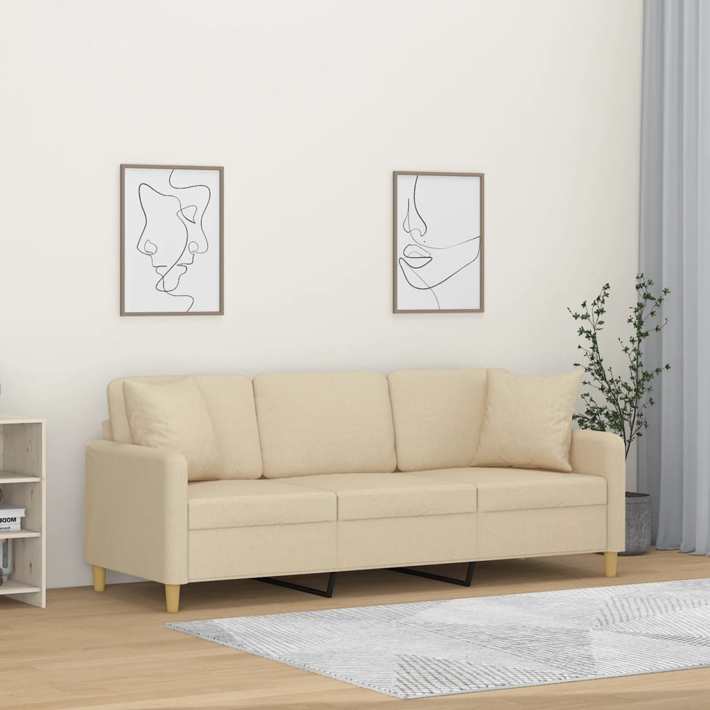 Canapea Cu 3 Locuri Cu Pernuțe, , , Textil
