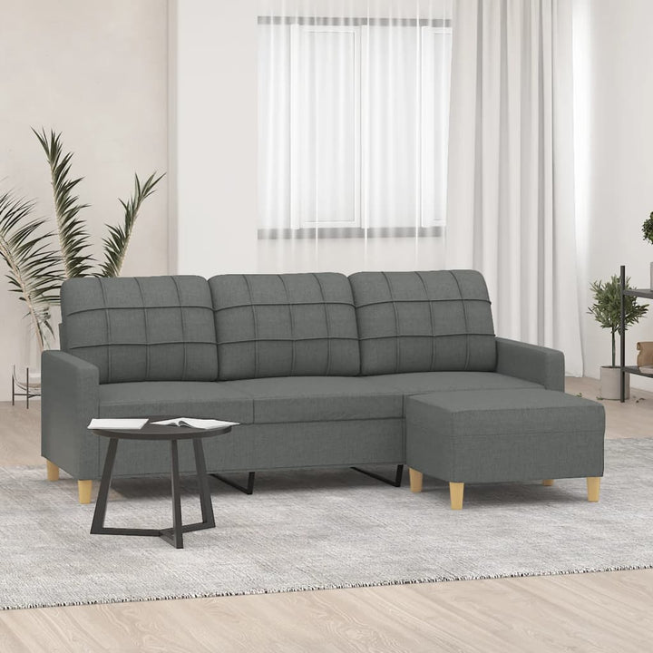Canapea Cu 3 Locuri Cu Taburet, , , Material Textil