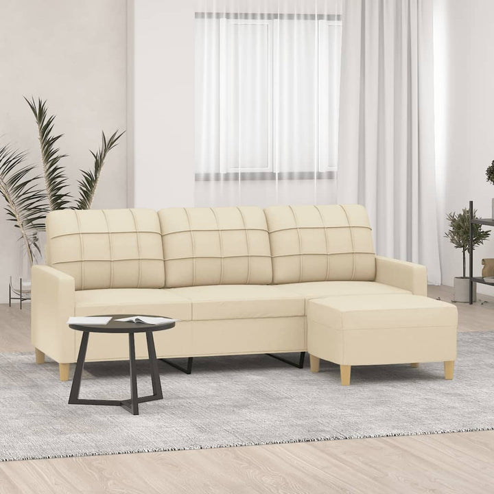 Canapea Cu 3 Locuri Cu Taburet, , , Material Textil