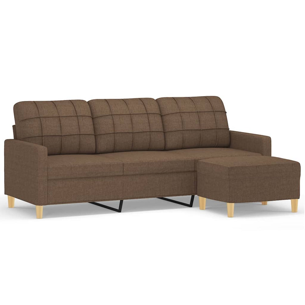 Canapea Cu 3 Locuri Cu Taburet, , , Material Textil