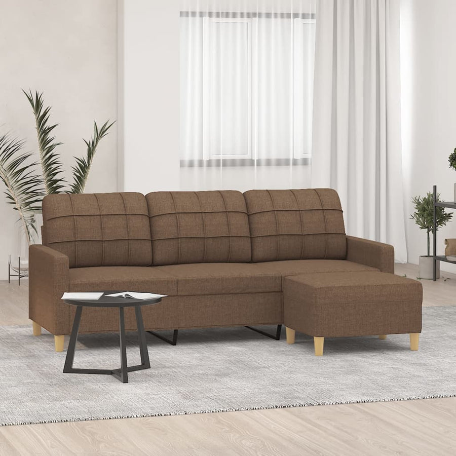 Canapea Cu 3 Locuri Cu Taburet, , , Material Textil