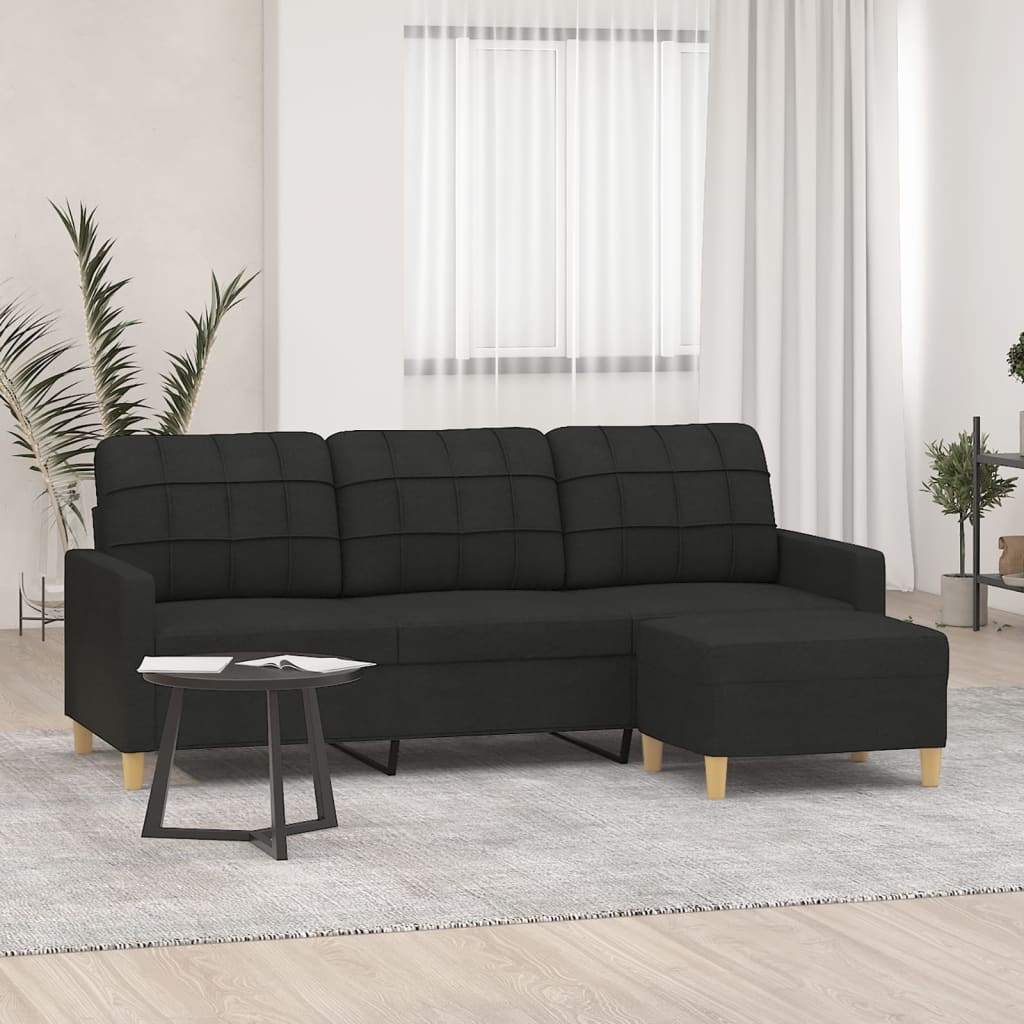 Canapea Cu 3 Locuri Cu Taburet, , , Material Textil