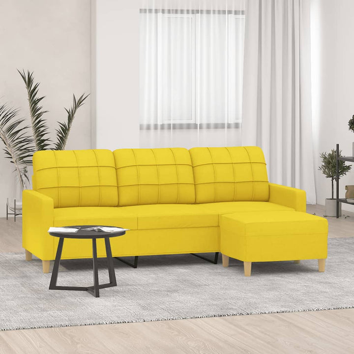 Canapea Cu 3 Locuri Cu Taburet, , , Material Textil