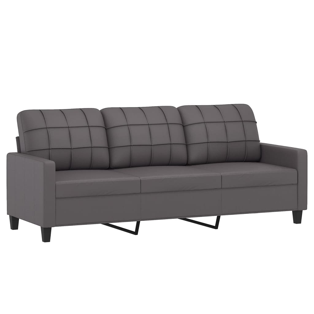 Canapea Cu 3 Locuri Și Taburet, , 180 Cm, Piele Ecologică