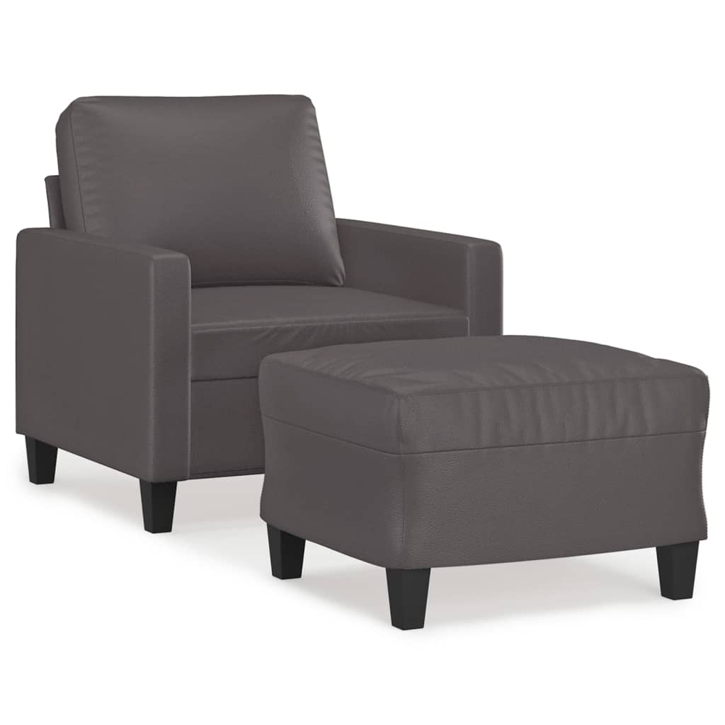 Fotoliu Canapea Cu Taburet, , 60 Cm, Piele Ecologică