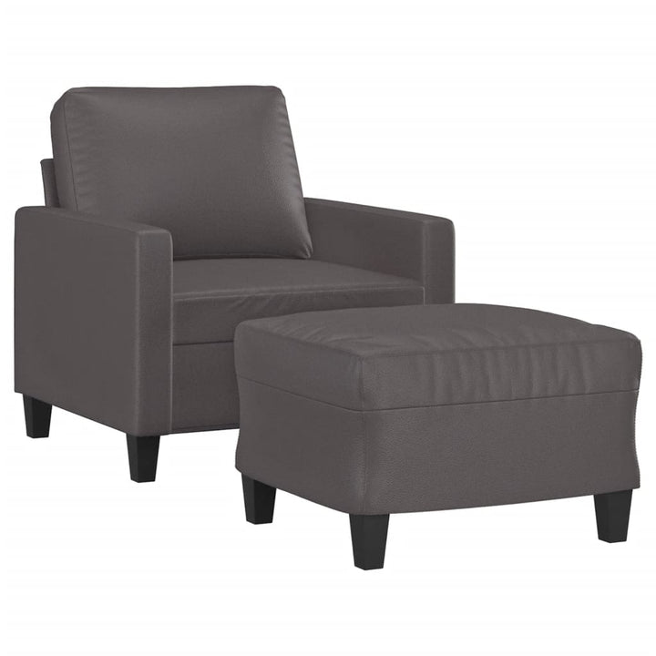 Fotoliu Canapea Cu Taburet, , 60 Cm, Piele Ecologică