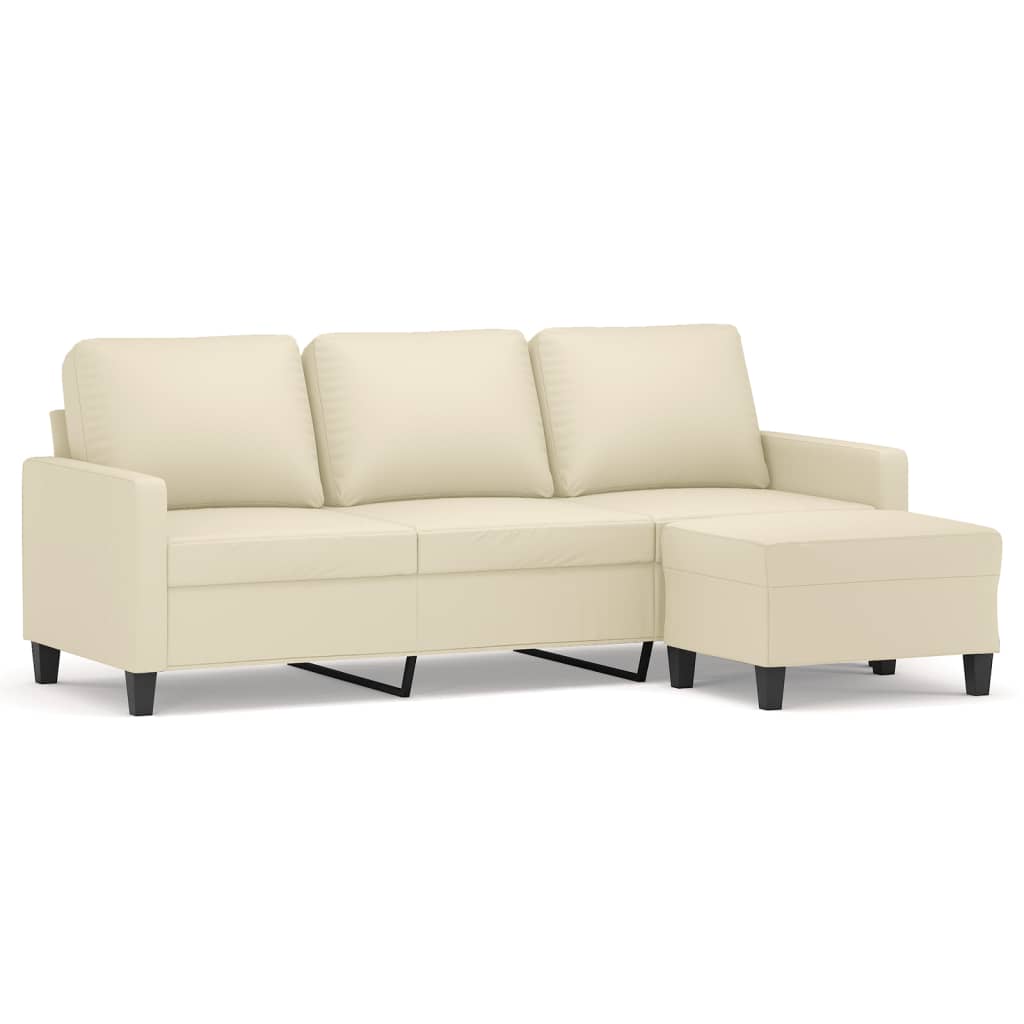 Canapea Cu 3 Locuri Și Taburet, , 180 Cm, Piele Ecologică