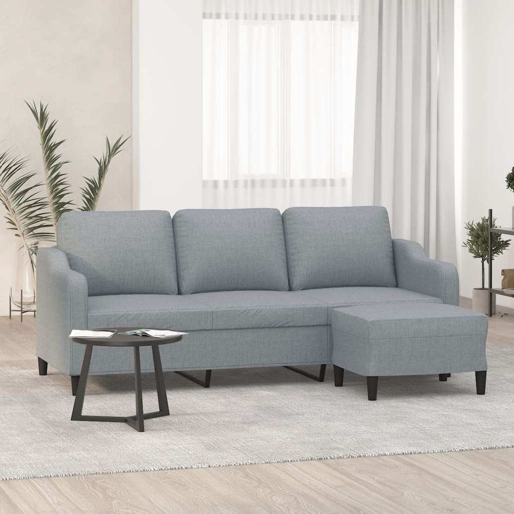 Canapea Cu 3 Locuri Și Taburet, , 180 Cm, Textil