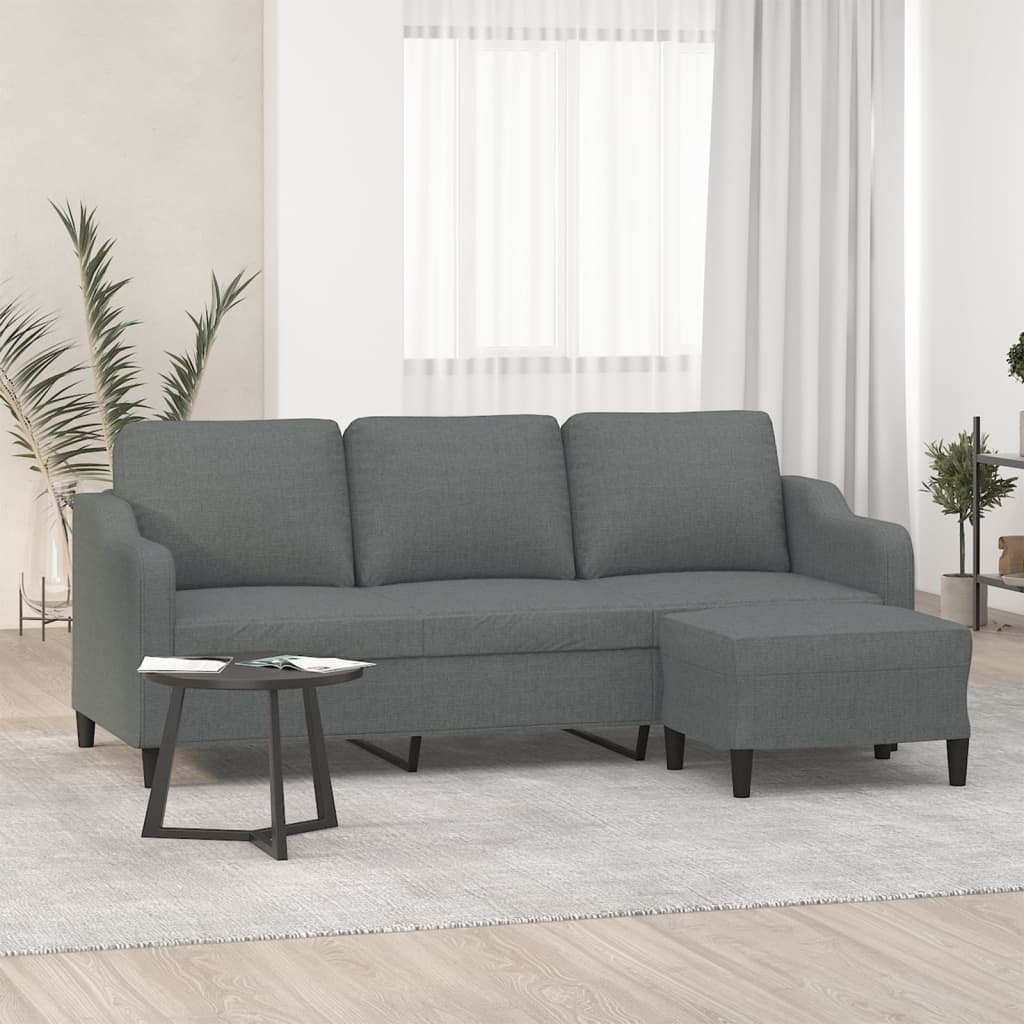 Canapea Cu 3 Locuri Și Taburet, , 180 Cm, Textil