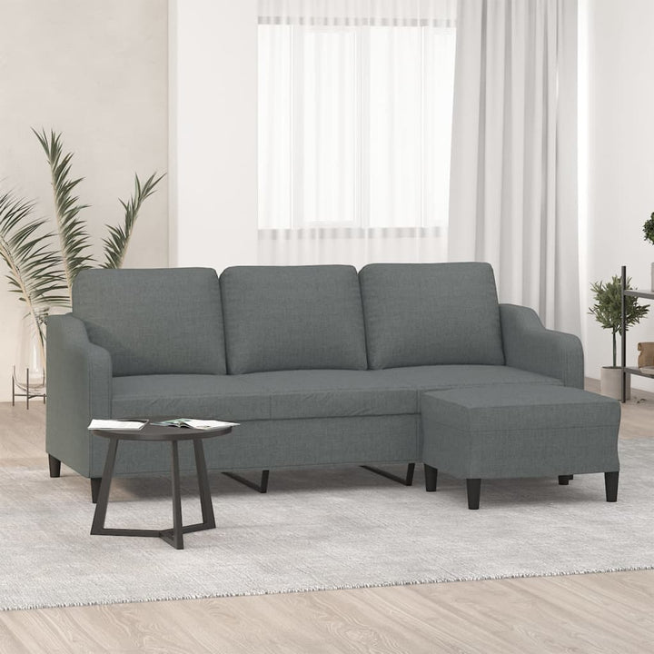 Canapea Cu 3 Locuri Și Taburet, , 180 Cm, Textil